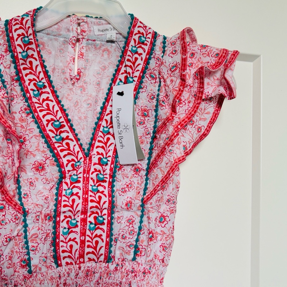 NWT [Poupette St Barth] Camila Mini Ruffle Dress in Pink Anemone Little Girls 4 - Picture 5 of 9